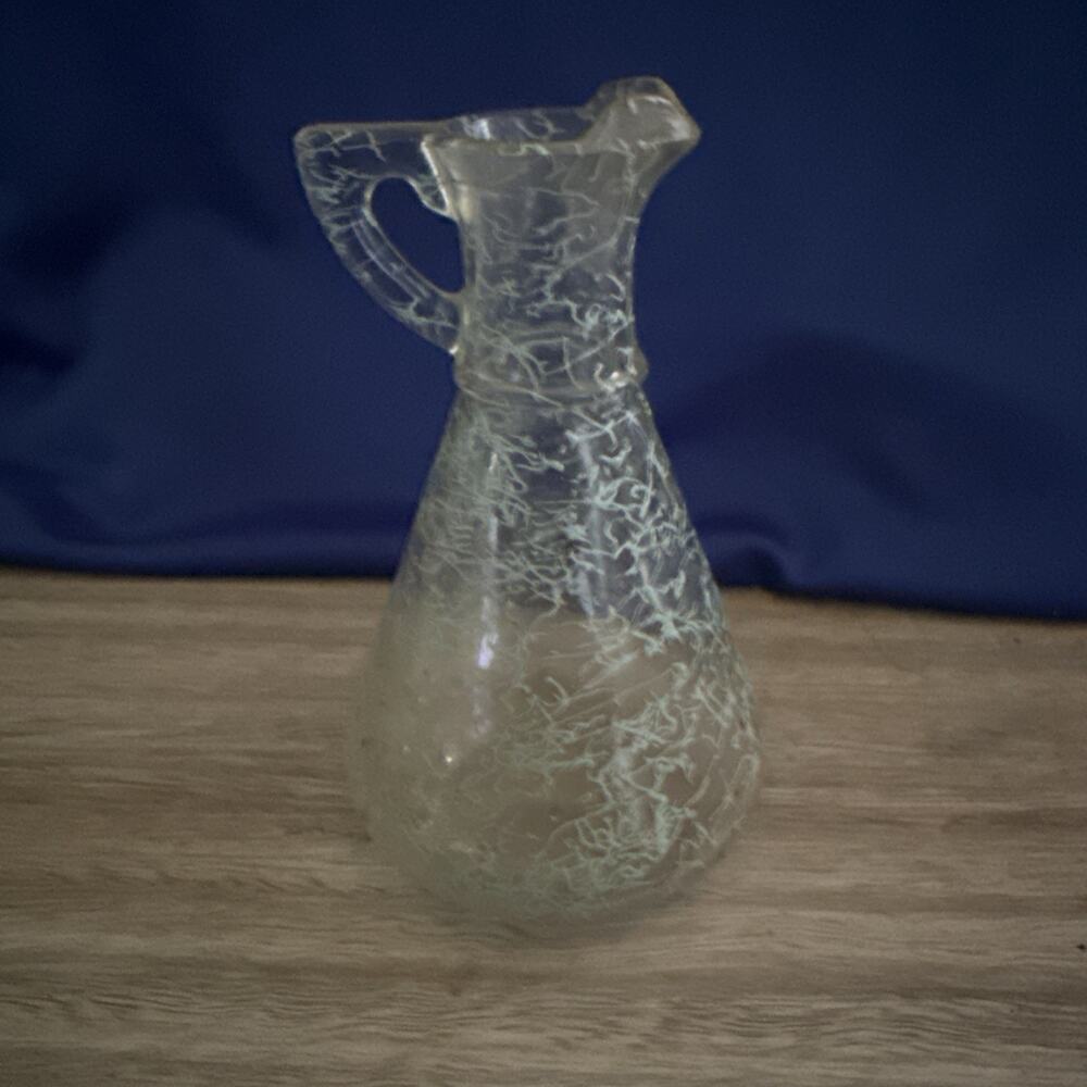 Hazel Atlas Cruet Turquoise Drizzle Spaghetti String No Stopper
